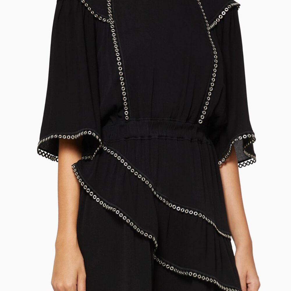 IRO Zafora tiered eyelet-embellished crepe mini dress